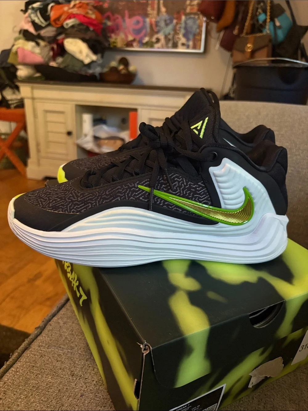 Nike Black and Volt Men's Athletic Trainers